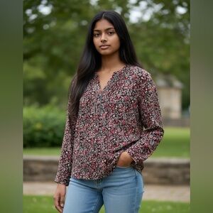 Westport Red and Black Floral Blouse